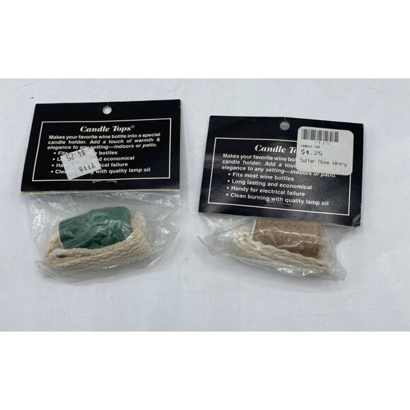 Vtg Candle Tops Wick Holder Wine Bottle Jar Candles Oil Lamp Alcohol Lot 2 NOS - Picture 6 of 13